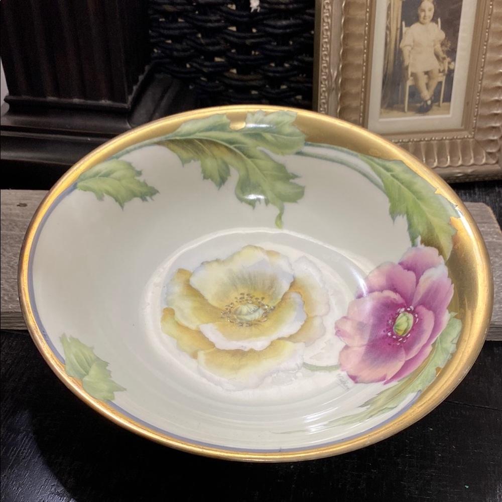 Vintage Antique Tirschenreuth Bavaria Hand-Painted Porcelain Serving Bowl!